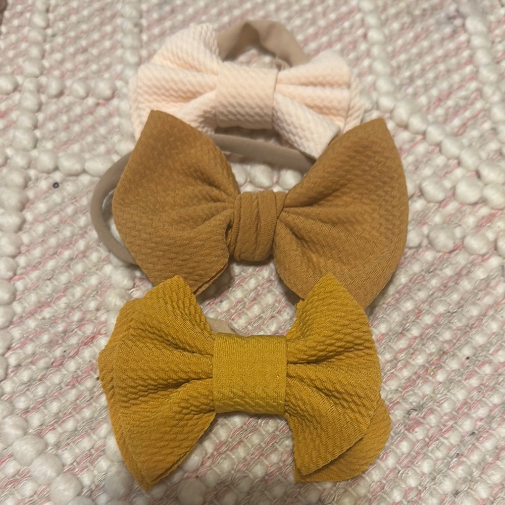 Charming Kids Bow Hair Accessories Set - Tan, Brown, Cream